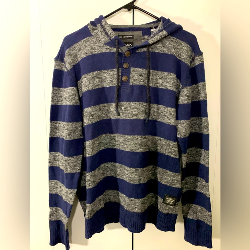 Project Raw blue striped pullover dress hoodie